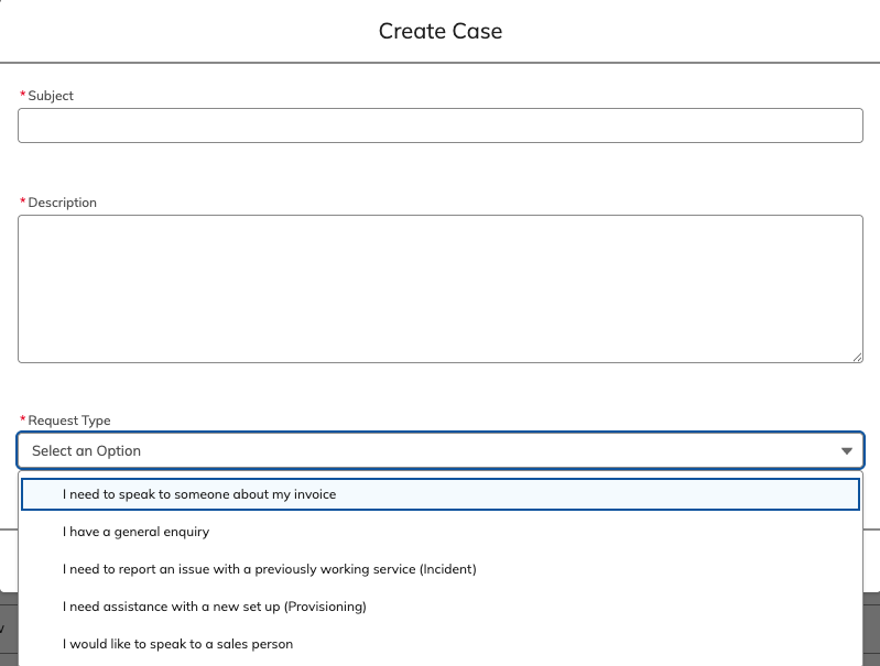 Support Portal create case